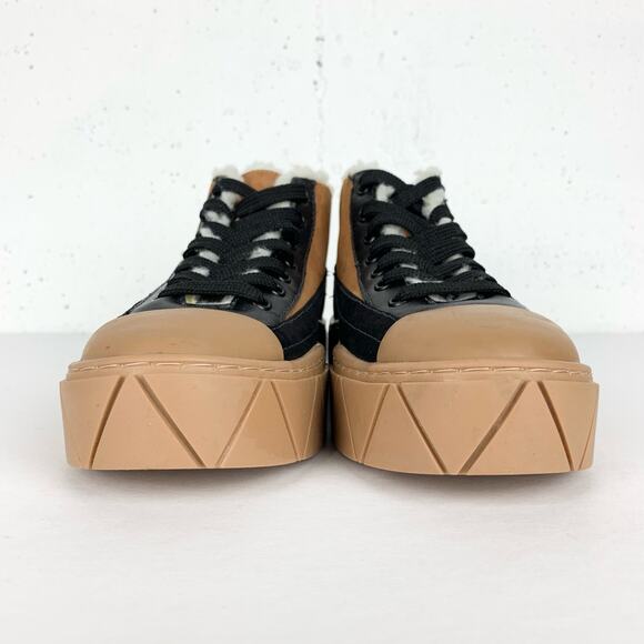 Schutz Womens Mixed Media High Top Sneakers Platform Nubuck Deluxe Brown Black 7 - Picture 3 of 13